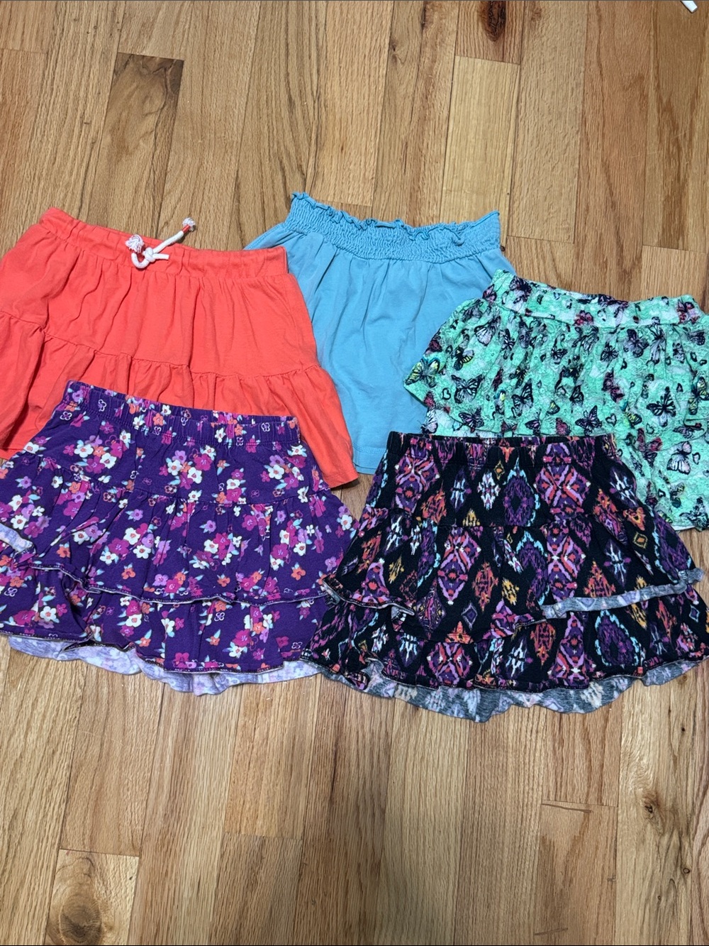 Girls' Mixed Color Tiered Skorts - Pack of 5